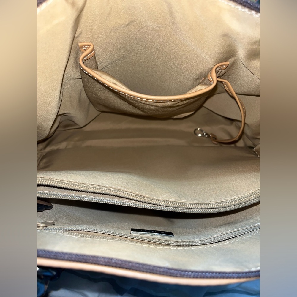 GIANI BERNINI Safiano Dome Satchel, Dark Brown and Tan, includes adjst. Strap - Picture 10 of 15